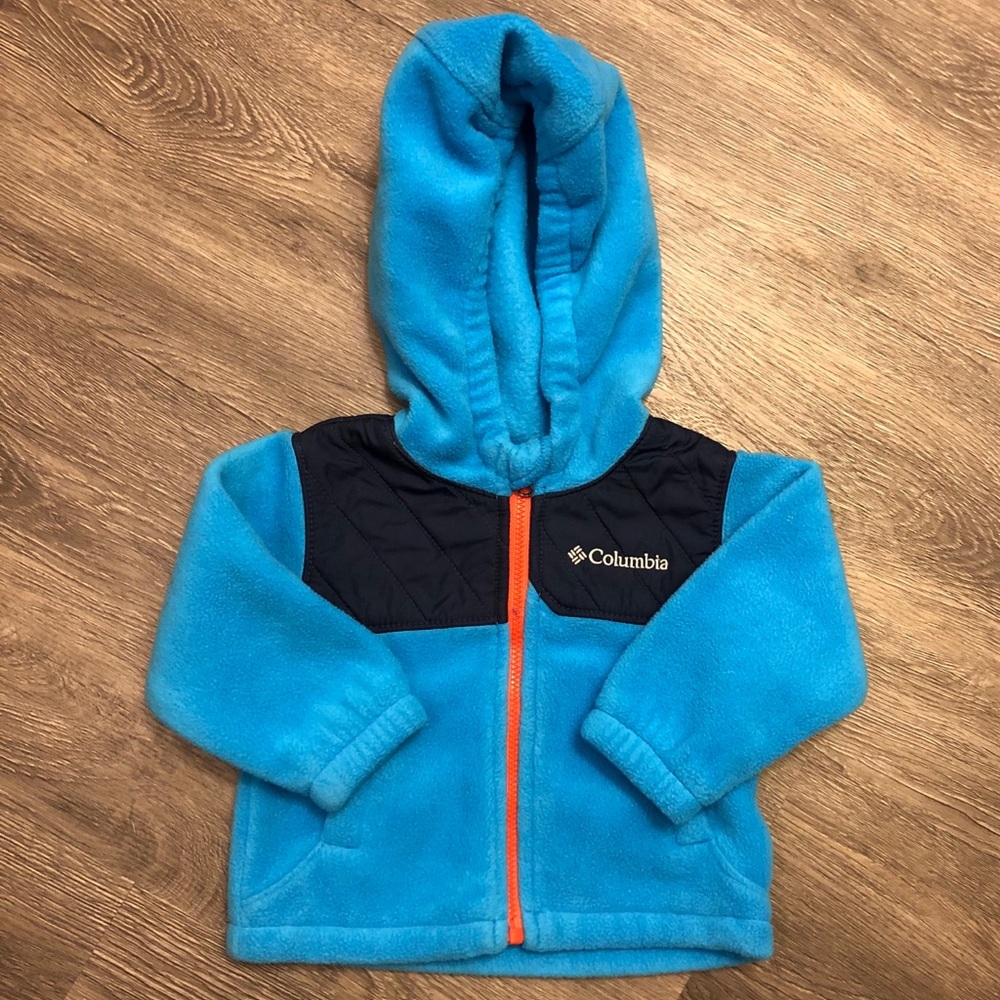 Columbia Jacket Zip Up Hooded Kids 6M Plush Blue